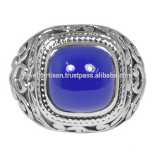 925 sólidos de estilo antiquado de estilo antigo com azul ônix Gemstone Wedding Wear Ring Jewellery